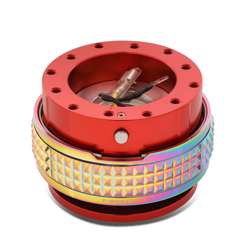 NRG Aluminum Steering Wheel Quick Release Adapter Gen 2.1 Red/Neo Chrome Ring