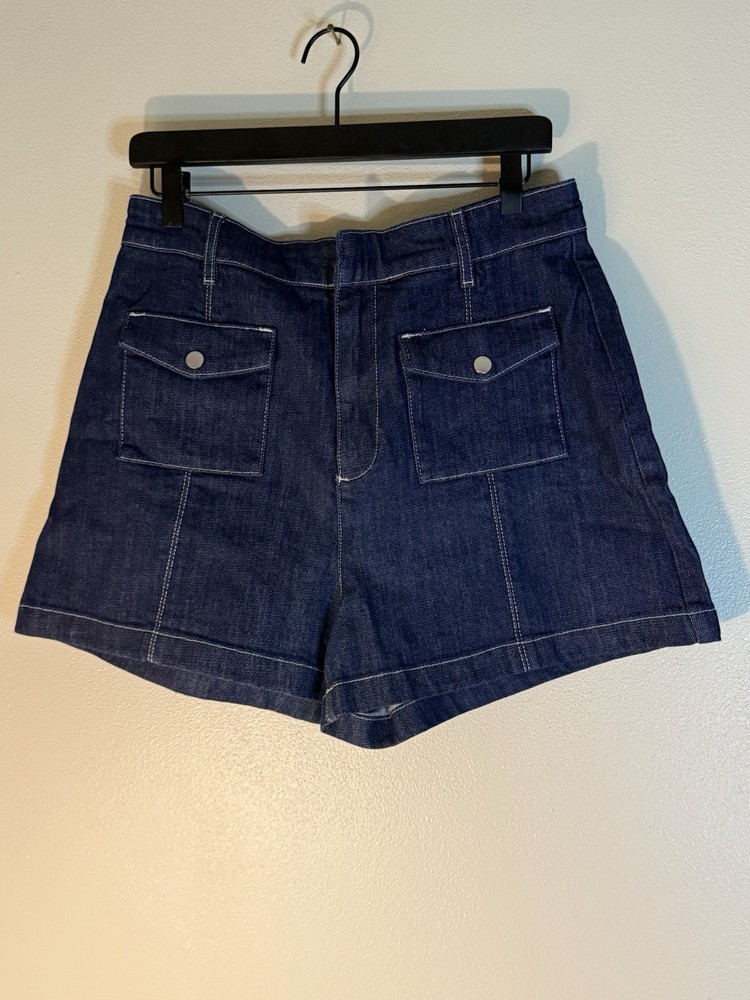 Ted Baker Slim Fit Cotton Denim Shorts with Patch Pockets Size 32 No Belt