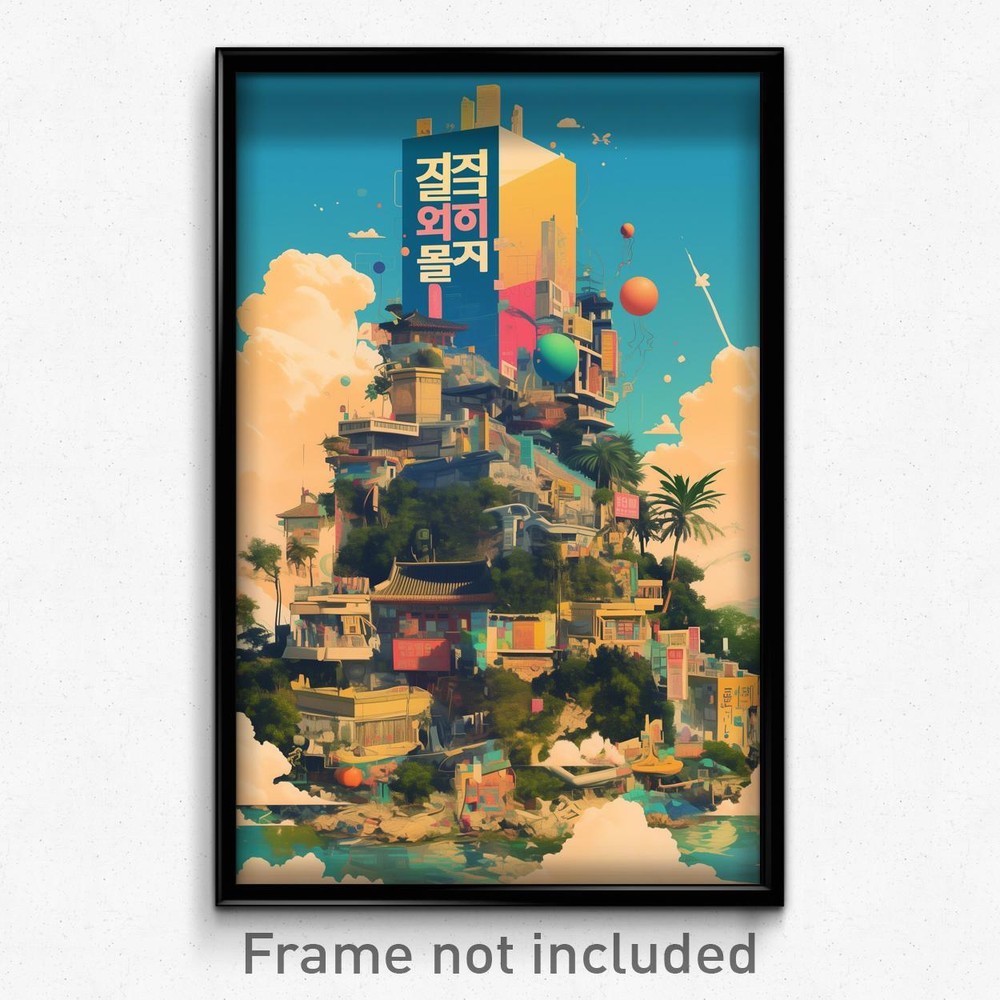 Korean Glitch Art Film Poster – Spanish Architecture Cinema Print  