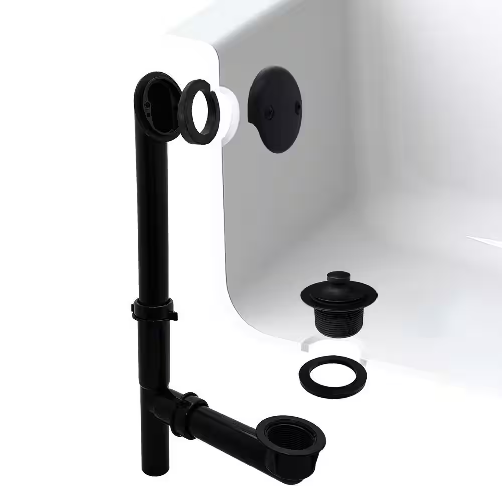 Black 1-1/2 In. Tubular Twist and Close Bath Waste Drain Kit in Matte Black