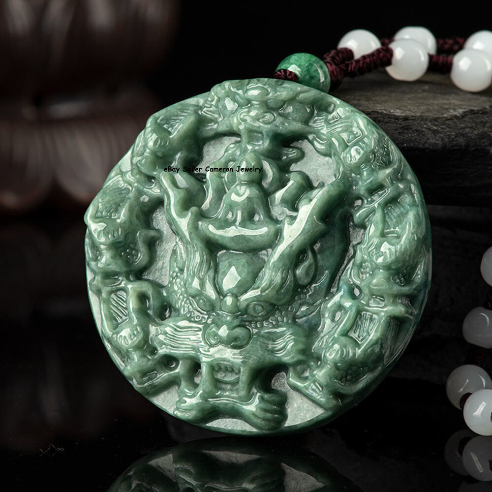 Real Grade A 100% Natural Green Jade Jadeite Men Women Dragon Circle Pendant