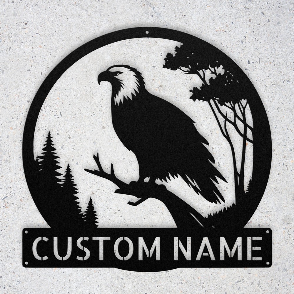 Custom Bald Eagle Metal Sign Personalized Art Home Decor Gift Indoor Outdoor