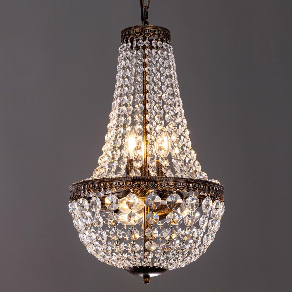 6-Light French Empire Crystal Farmhouse Pendant Chandelier 13-Inch