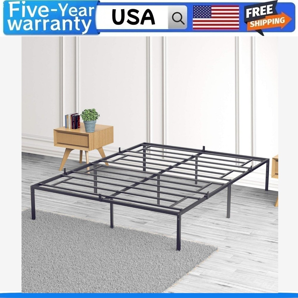 Queen Size Metal Bed Frame with Sturdy Steel Slat Support 14