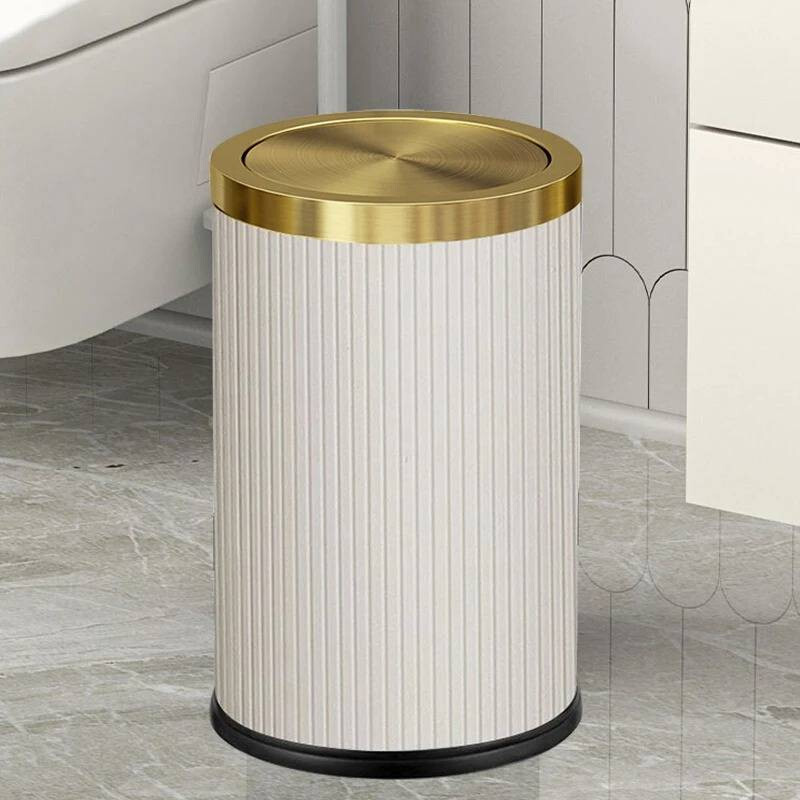 9L Light Luxury Trash Can with Lid Garbage Bin Bathroom Kitchen Office Hotel bin