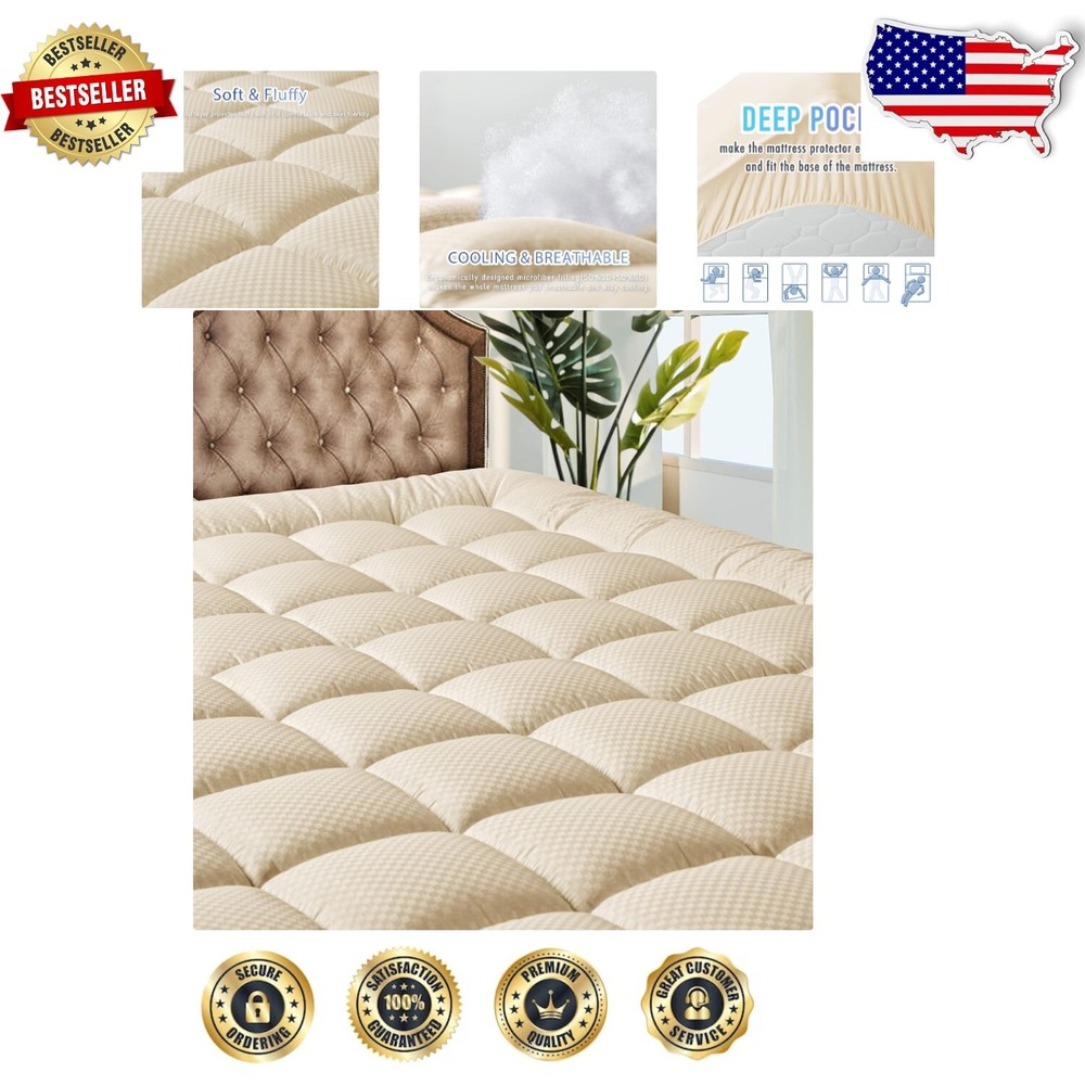 Breathable King Mattress Pad with Deep Pocket - Machine Washable Comfort