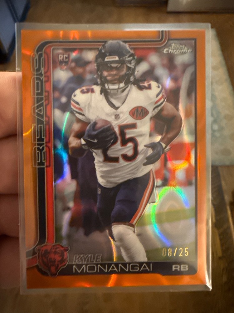 Topps 2025 Chrome Orange Refractor Rookie Kyle Monangai #382 Chicago Bears /25
