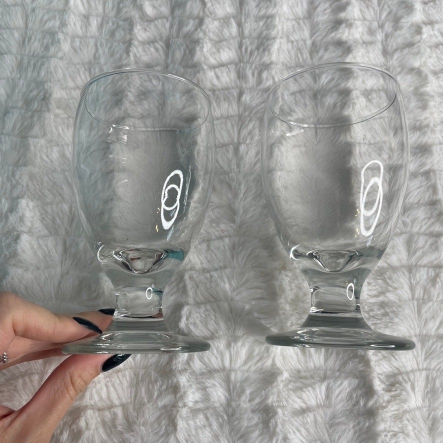 Set of 2 Clear Short Glasses for Juice or Drinks