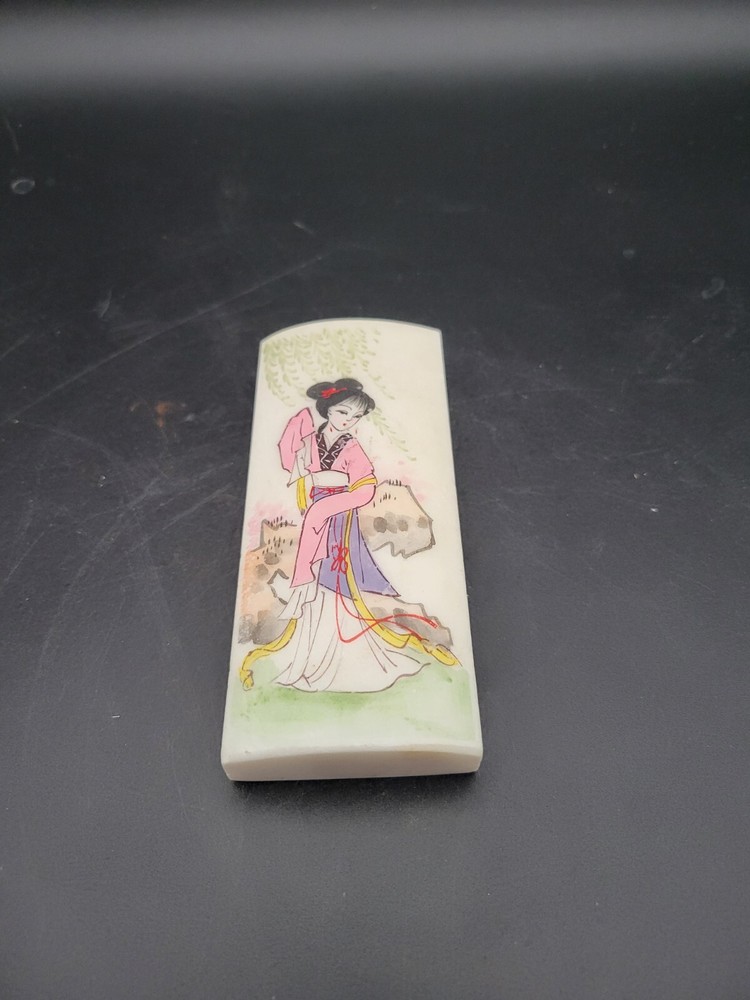 Hand Painted Stone Paperweight Hand Warmer Calligraphy Wrist Rest Japanese...