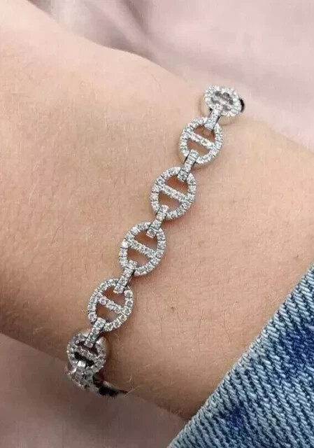 4Ct Round Lab Diamond Tennis Bracelet in 14K White Gold
