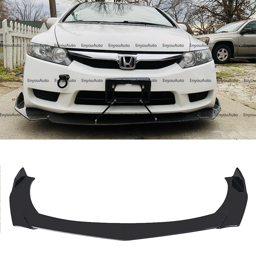 For Honda Civic SI Sedan Coupe Front Bumper Lip Spoiler Splitter Glossy Black