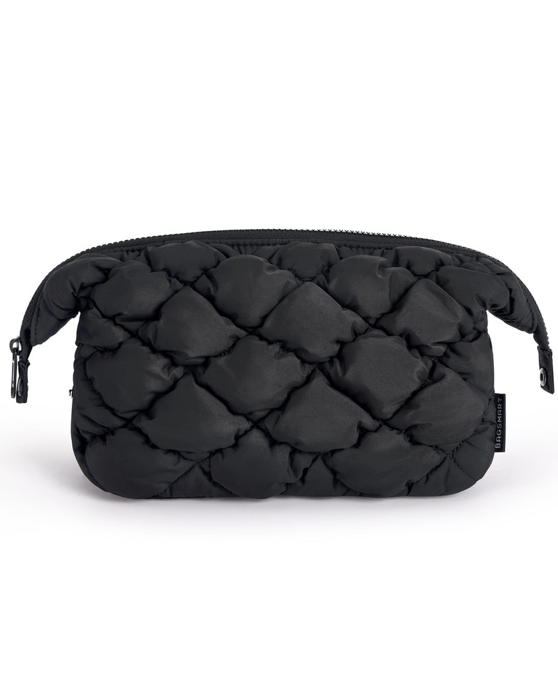 BAGSMART Puffy Quilted Makeup and Travel Toiletry Bag for Women