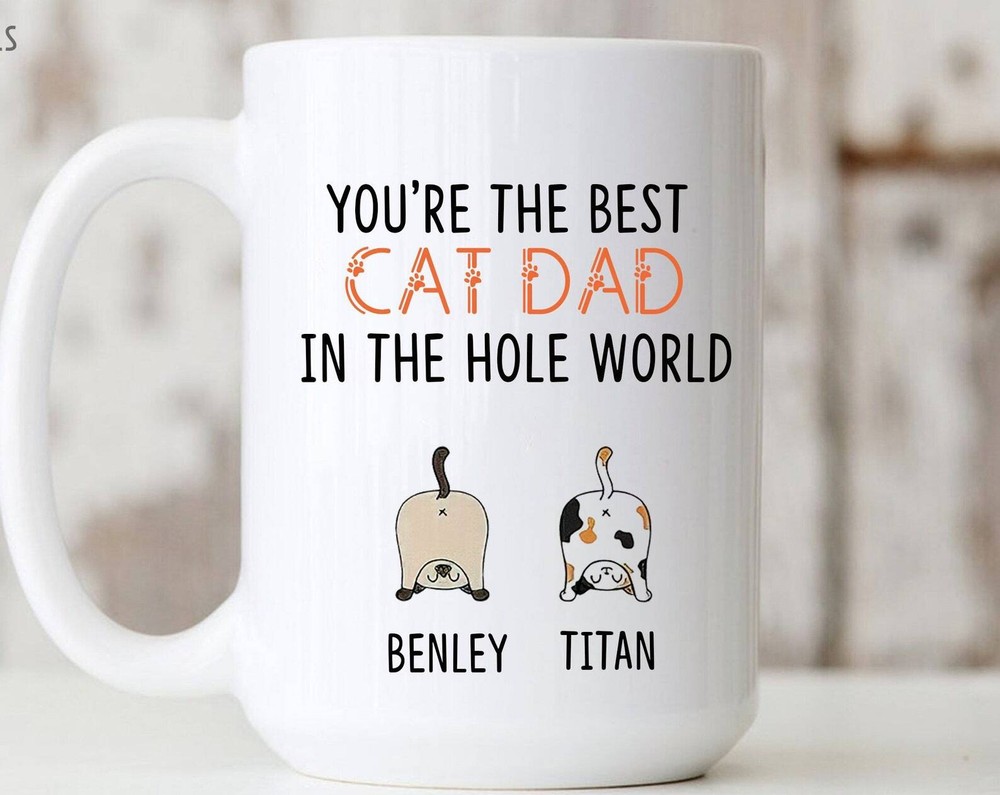 Best Cat Dad in the World Personalized Mug - Funny Cat Lover Gift