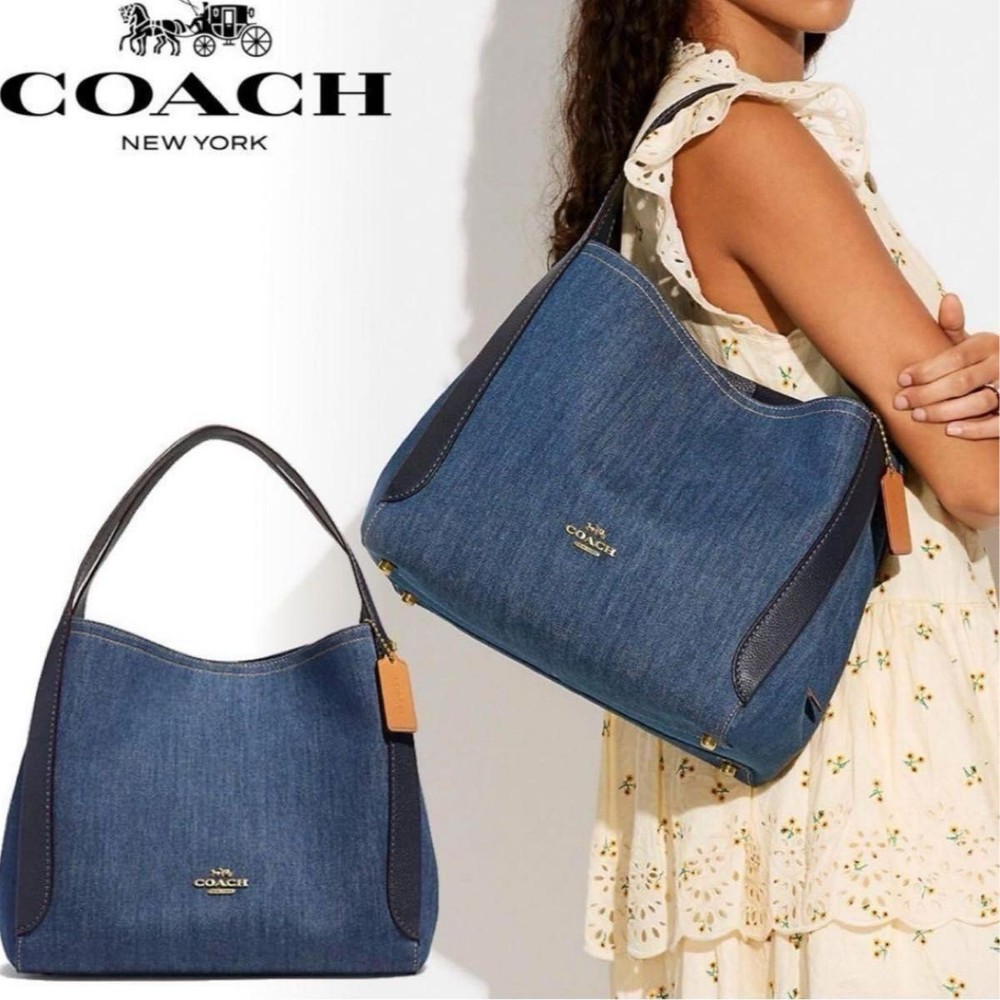 Vintage COACH denim handbag stylish blue designer shoulder bag