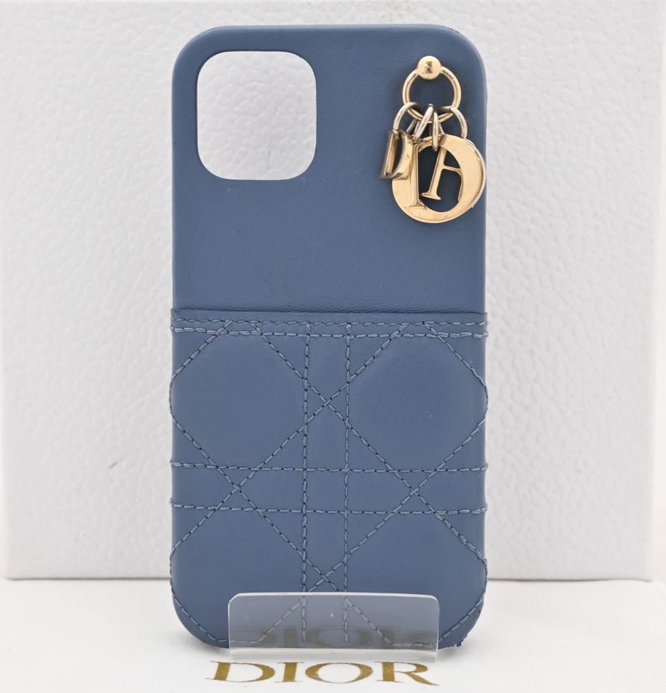 Dior Cannage Leather iPhone 12/12 Pro Case in Blue Di9910BR