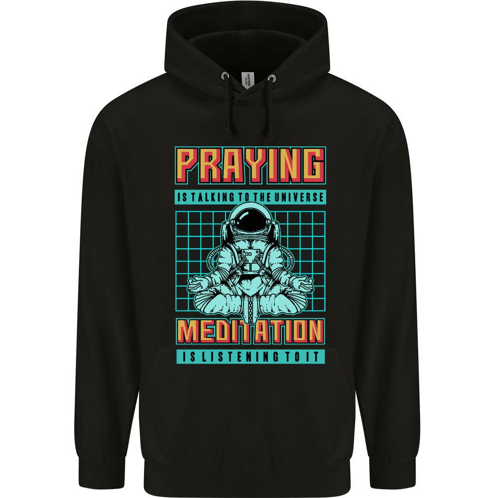 Praying and Meditation Space Universe Yoga Mens 80% Cotton Hoodie