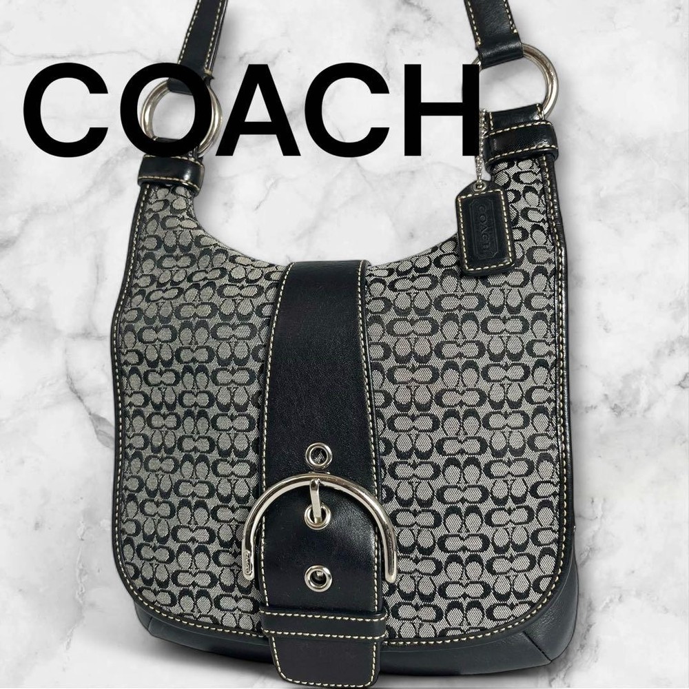 Coach Black Signature Canvas Shoulder Bag Authentic G05182691