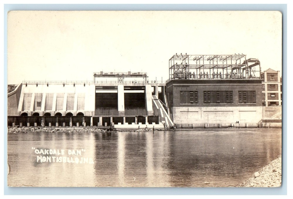c1930's Oakdale Dam Monticello Indiana IN RPPC Photo Unposted Vintage Postcard