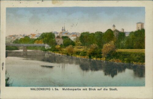 Ansichtskarte Waldenburg Sachsen Muldnpartie Blick auf Stadt 1922  (Nr.9082)