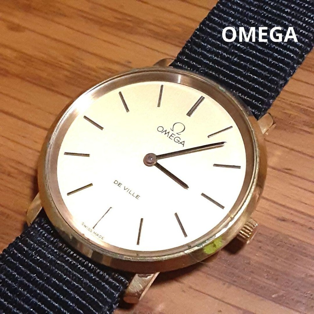 Vintage Omega Deville 32mm Men's Gold Dial Swiss Made Round Watch Manual Japan