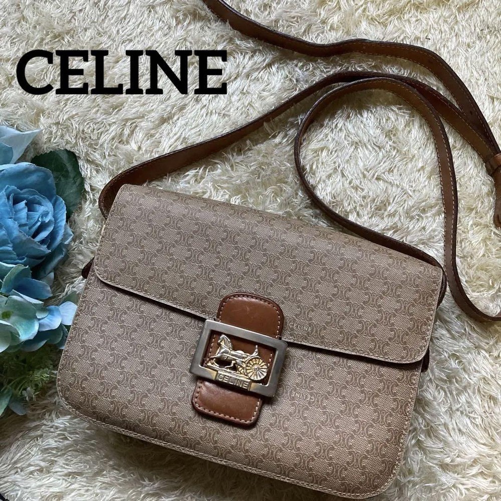 Rare Celine Shoulder Bag Macadam Triomphe Carriage Hardware