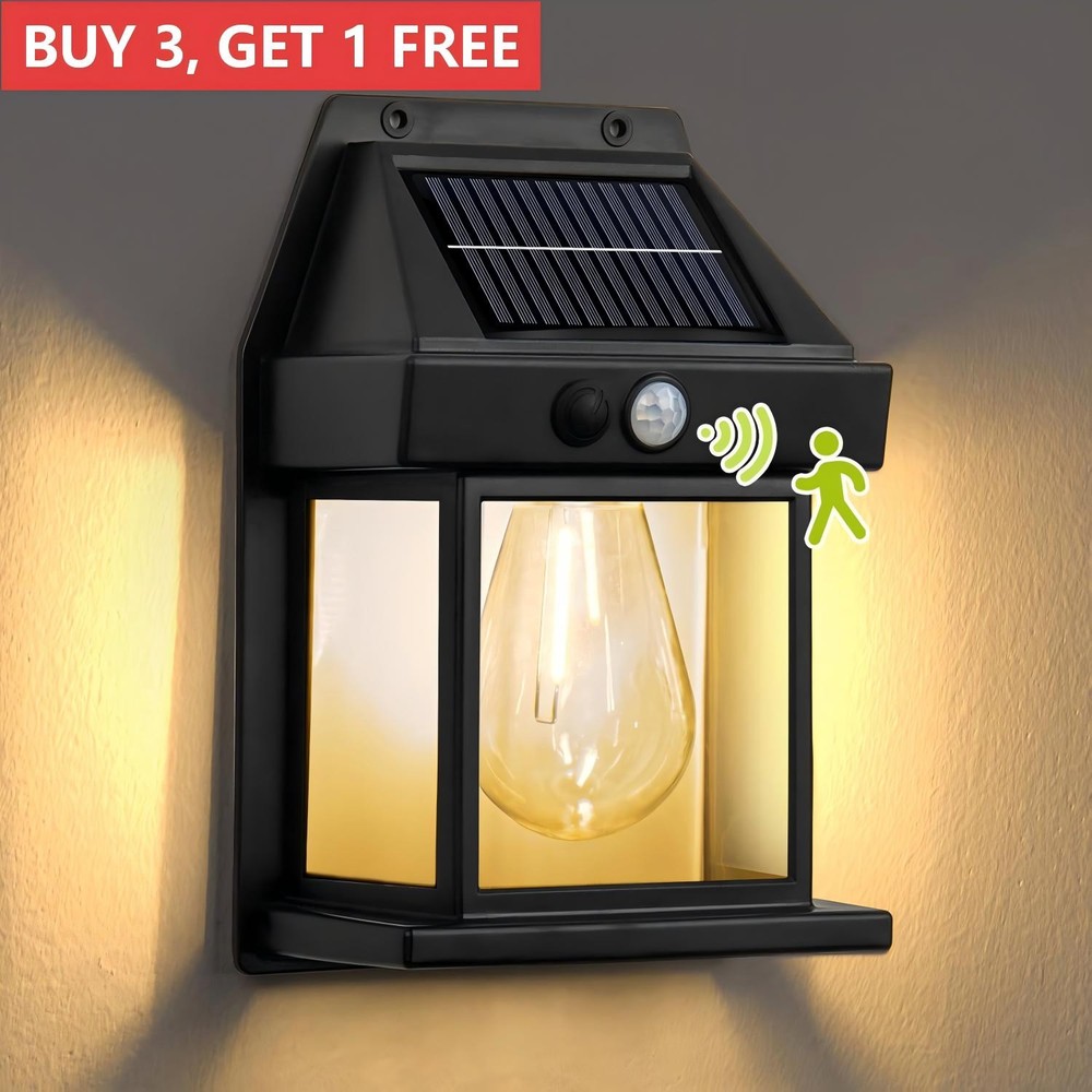LED Solar Wall Light PIR Motion Sensor Outdoor Lantern Garden Yard Security Lamp