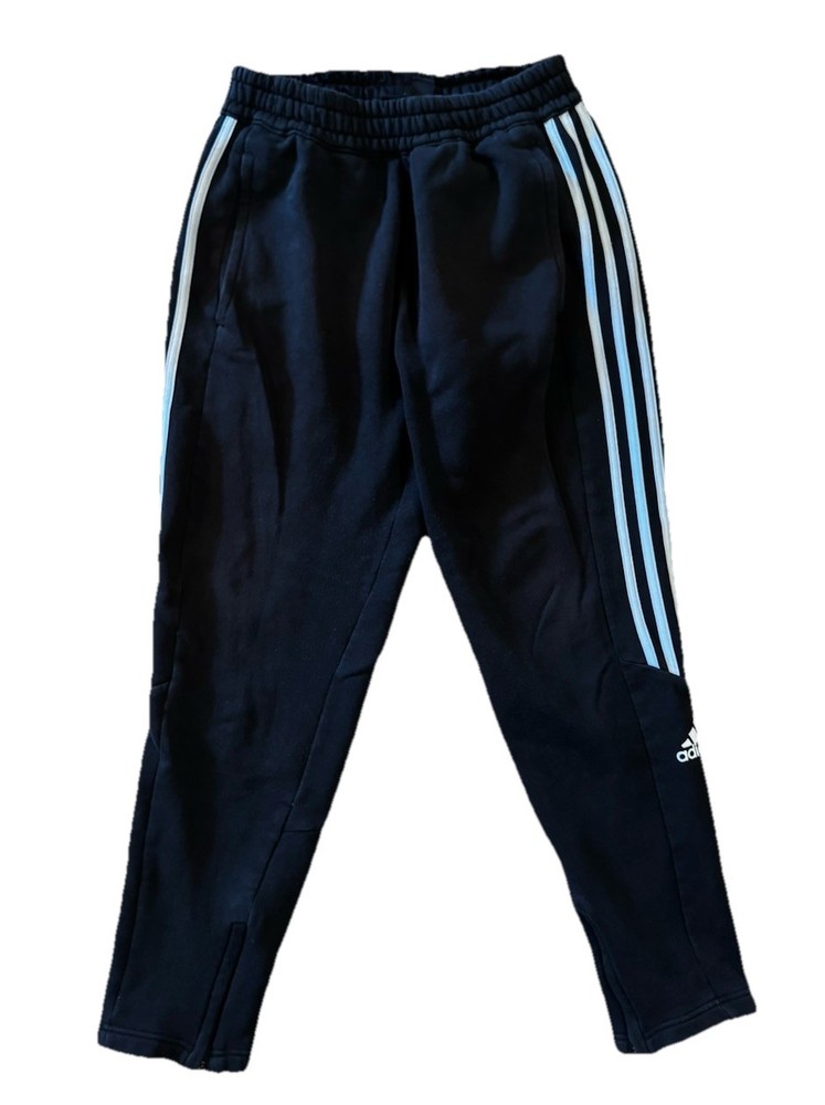 Adidas Men's Joggers Size Small Black 3-Stripe Track Pants Sweatpants Ankle Zip