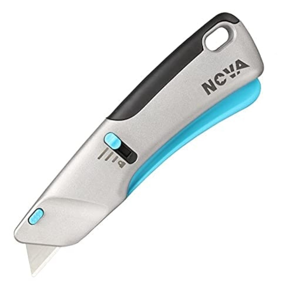 Squeeze Trigger Utility Knife and Heavy Duty Box Cutter, Self Retractable Saf...