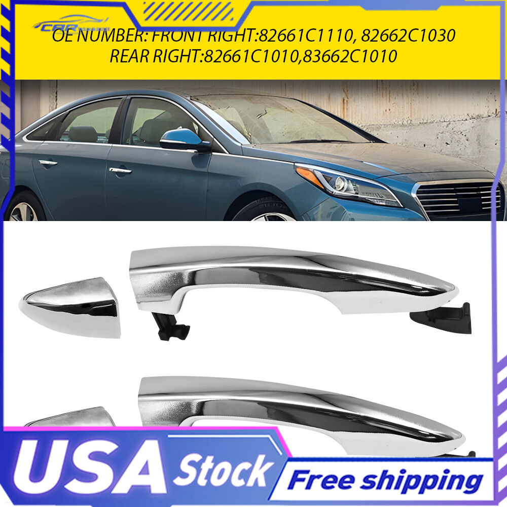 Chrome Exterior Door Handles Front Rear Right for Side Hyundai for Sonata 15-19