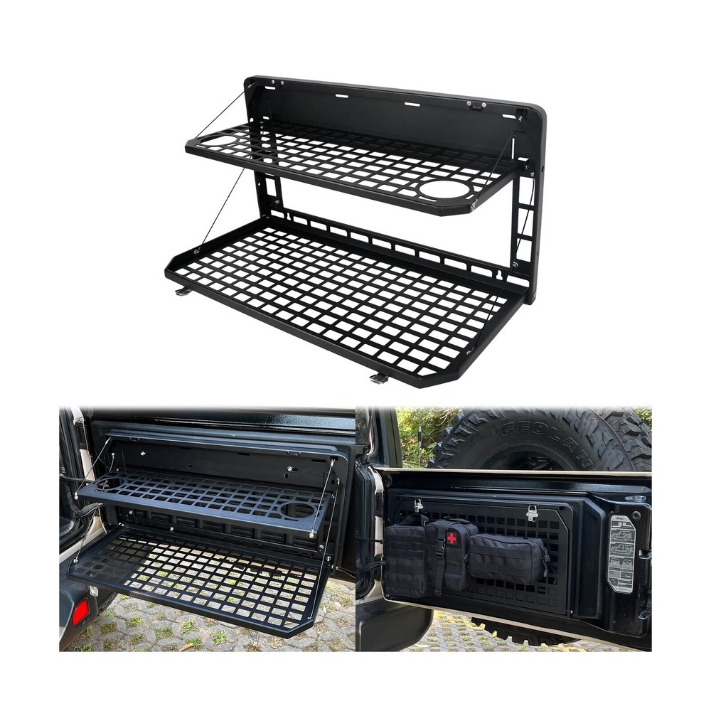 AL4X4 2-Tier Tailgate Table Rear Foldable Storage Cargo Rack Outdoor Camping ...
