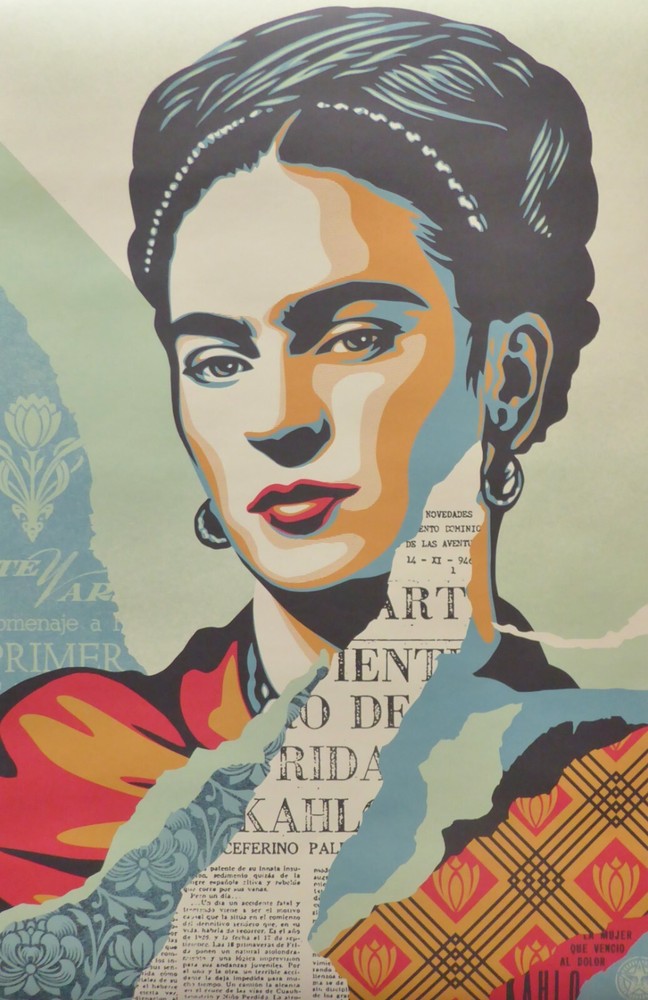 Shepard Fairey The Woman Who Defeated Pain (Frida Kahlo) Hand signed Obey Giant