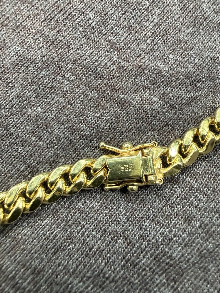 Yellow Gold 14k gold hollow chain Curb Style Necklace with Box Clasp,