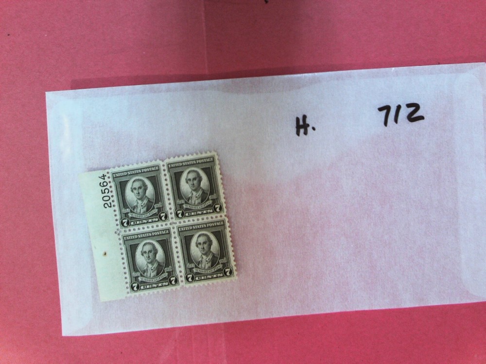 U.S. Stamp Plate Block 712 George Washington Block of 4