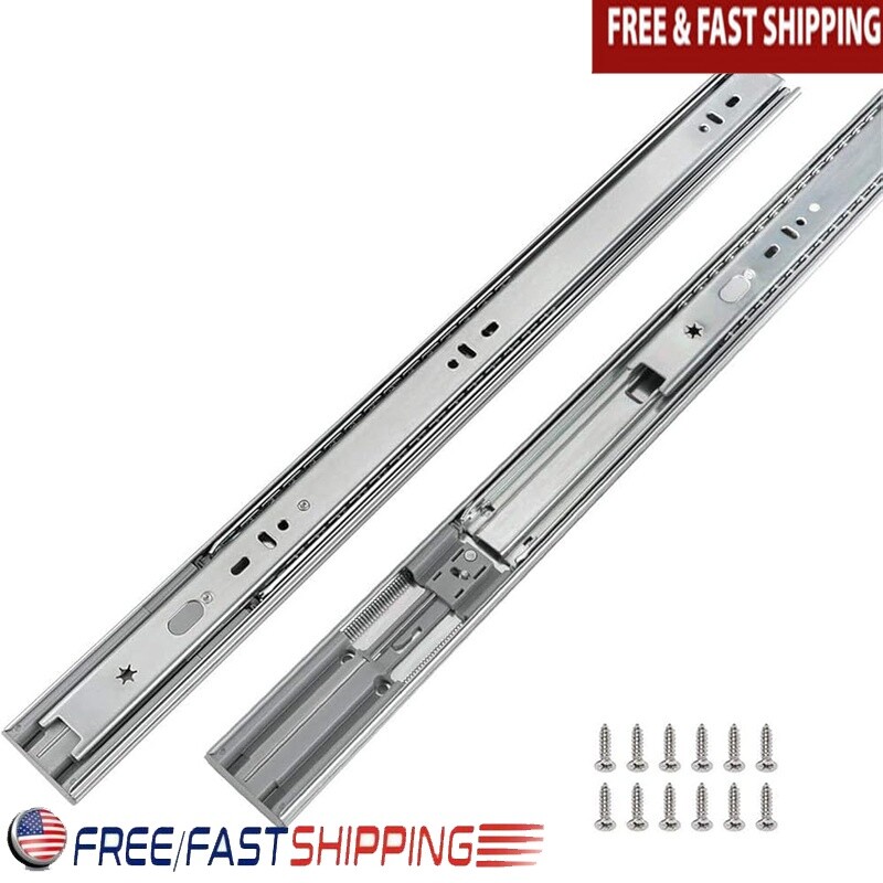 Heavy Duty 22 Soft Close Drawer Slides Ball Bearing Rails 100LB Capacity Silver