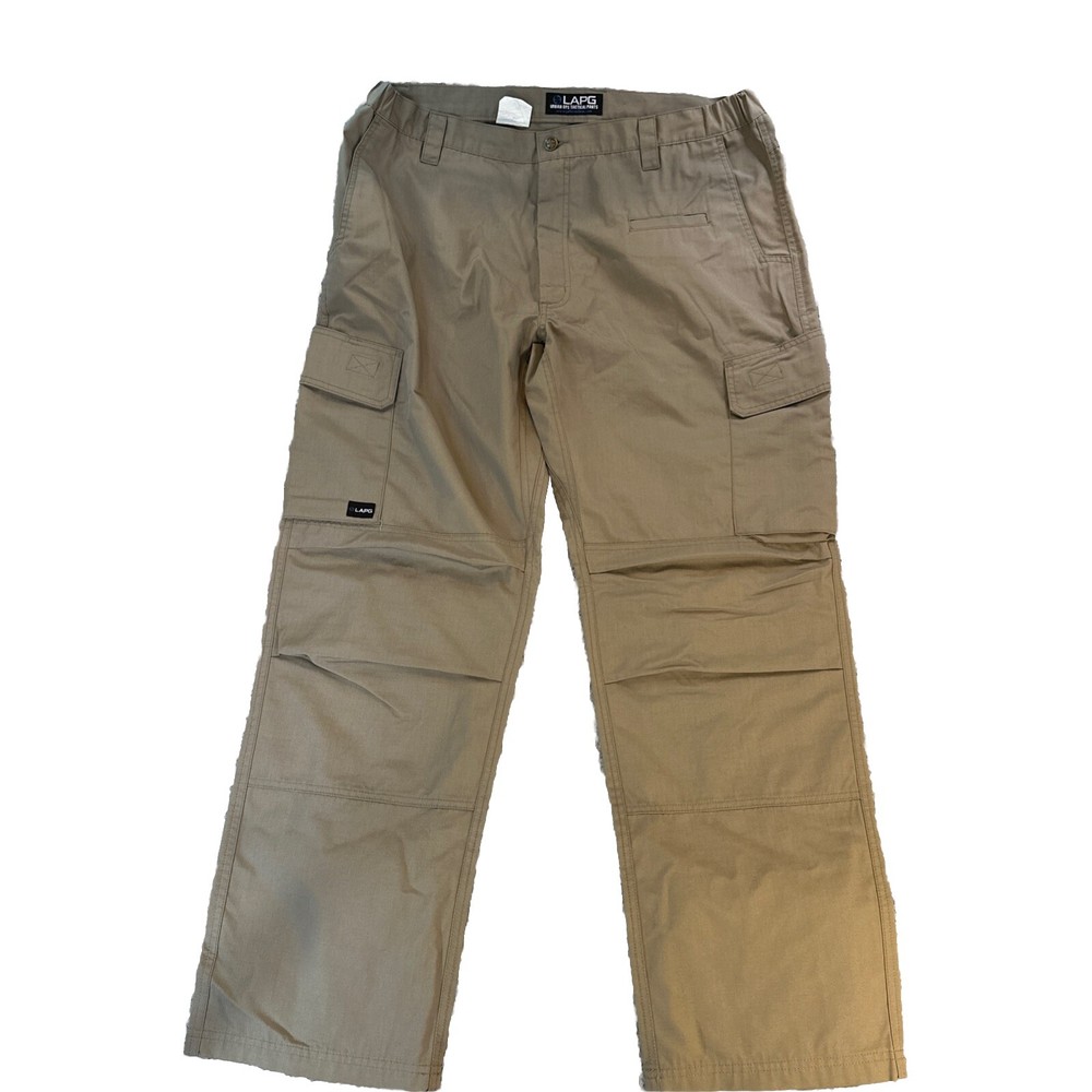 LAPG Pants Mens 40x32@ Tan Khaki Urban OPS Tactical Elastic Waist Ripstop Pleats