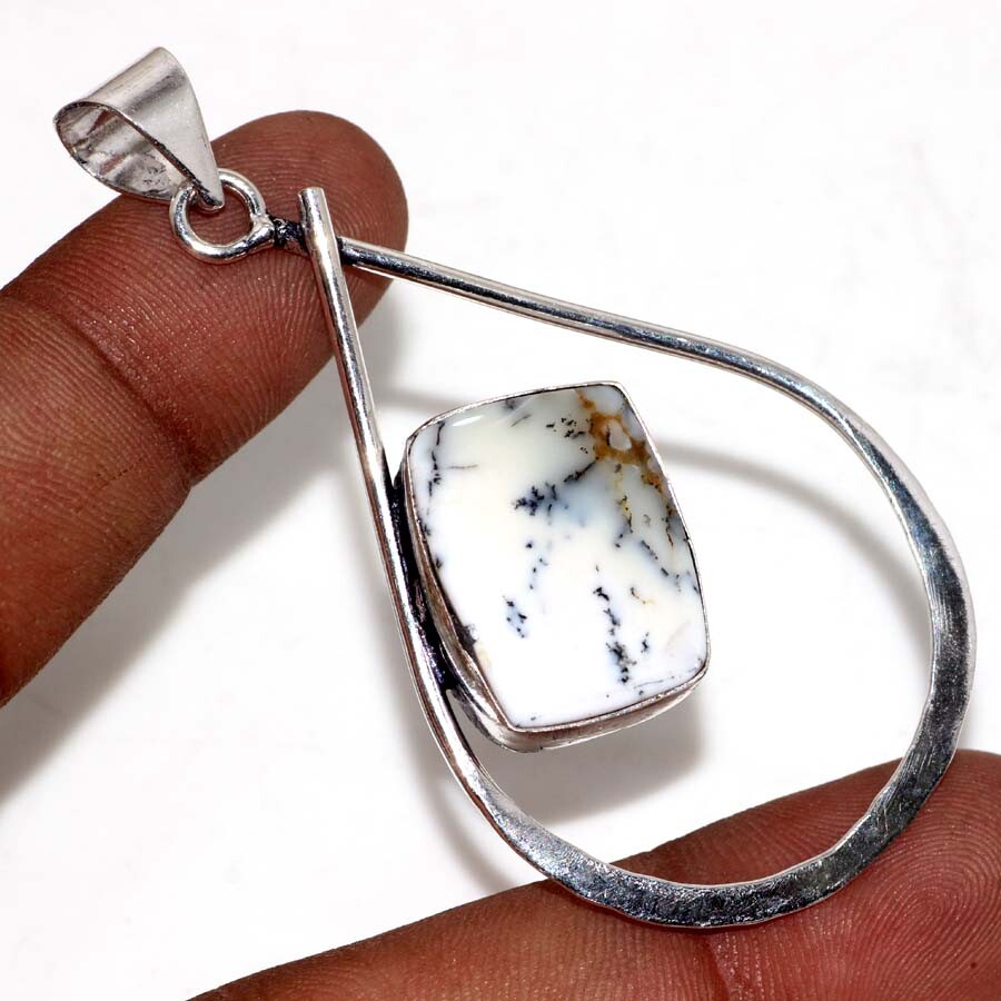 925 Silver Plated Dendritic Opal Jewellery Pendant Handmade Size 2.5