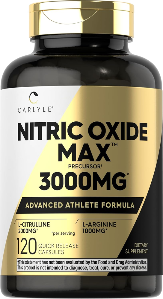 Nitric Oxide Supplement 3000mg 120 Caps Pre-Workout with L-Arginine L-Citrullin