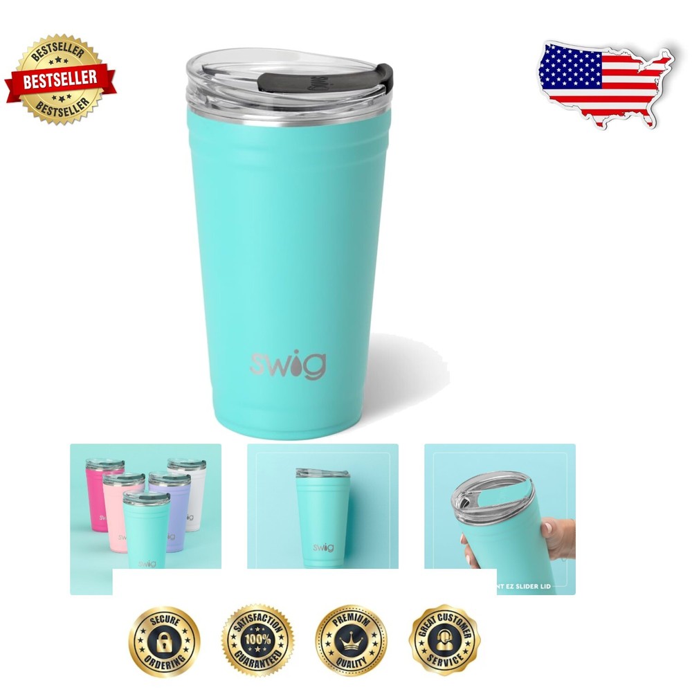 24oz Insulated Tumbler with EZ Slider Lid for Hot and Cold Beverages