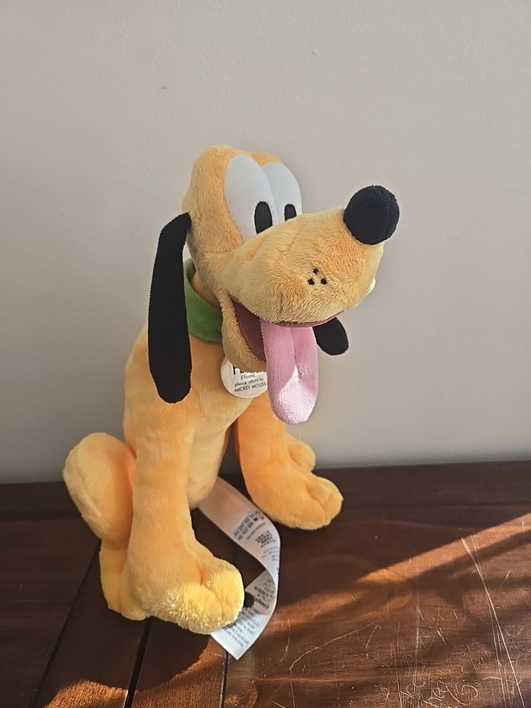Disney Store Pluto Plush Dog Large Stuffed Animal If Found Return To Mickey 12