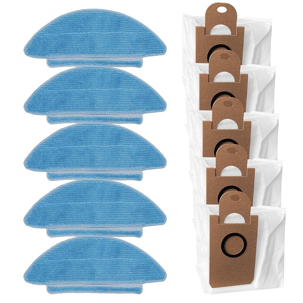 5-Pack Mop Cloths & Dust Bags for Kogan G80 Vacuum Cleaner