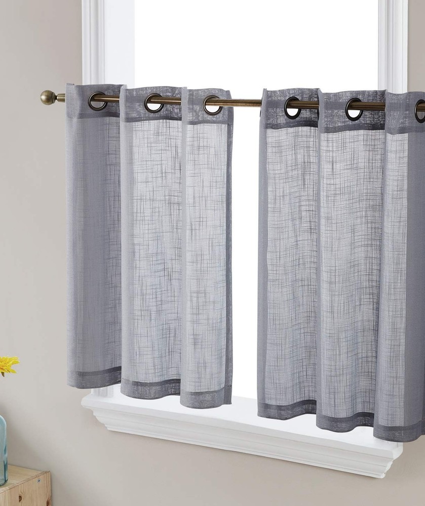 Abbey Faux Linen Semi-Sheer Light Filtering Grommet Curtains for Privacy