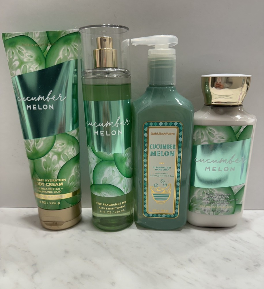 Bath & Body Works Cucumber Melon Body Cream, 2 Lotions & Frag Mist 4 pk set