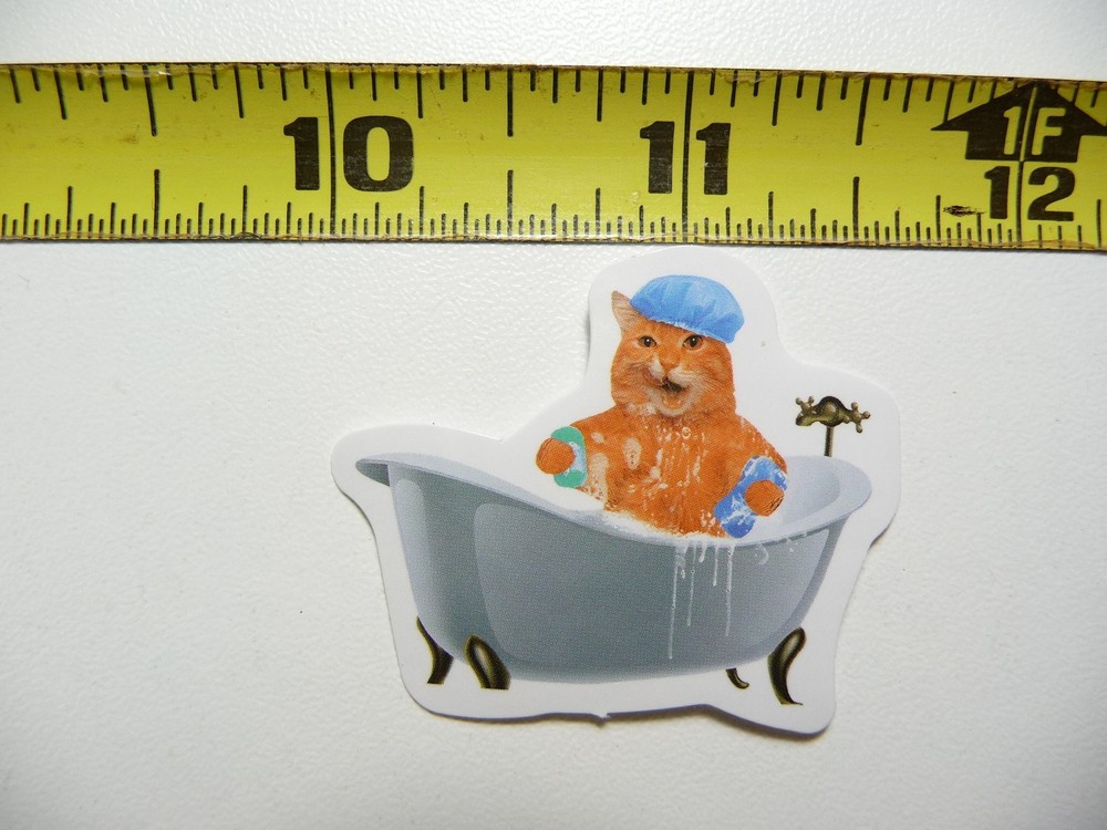 Cute Funny Cat Kitten Bath Time Sticker Decal Pet Feline