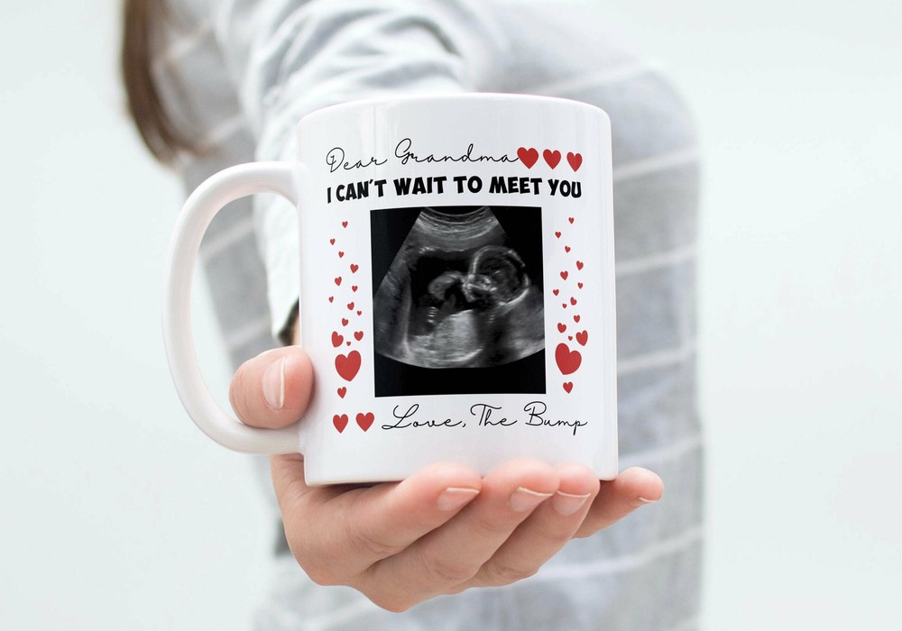 Custom Ultrasound Mug Grandma Gift Pregnancy Announcement Happy 1st From The