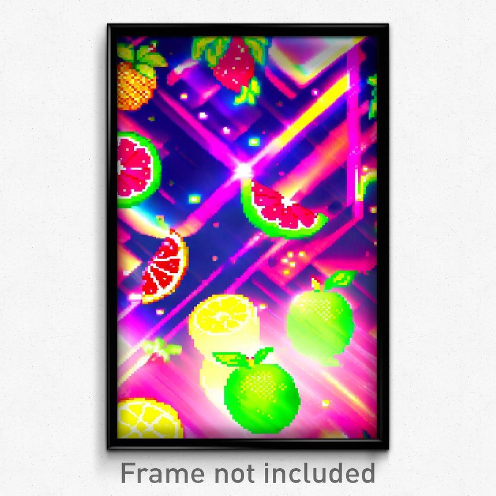 Pixel Art Poster - Fruity Dream (8 Bit Psychedelic Trippy Video Game Print)