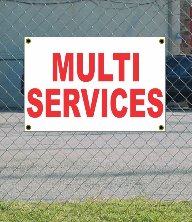 2x3 Multi-Services Red & White Banner Sign, Discounted Size & Price with Free Shipping