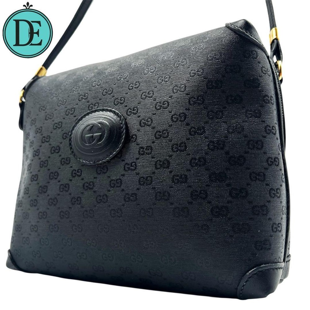 Vintage GUCCI Interlocking Black Shoulder Bag Good Condition