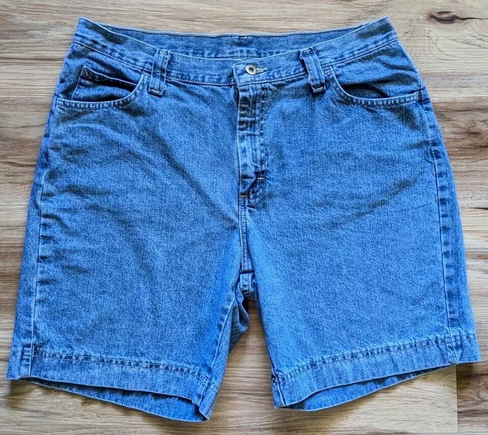 Vintage Lee Jean Shorts Womens 14 Blue High Rise Medium Wash Classic Mom Y2K