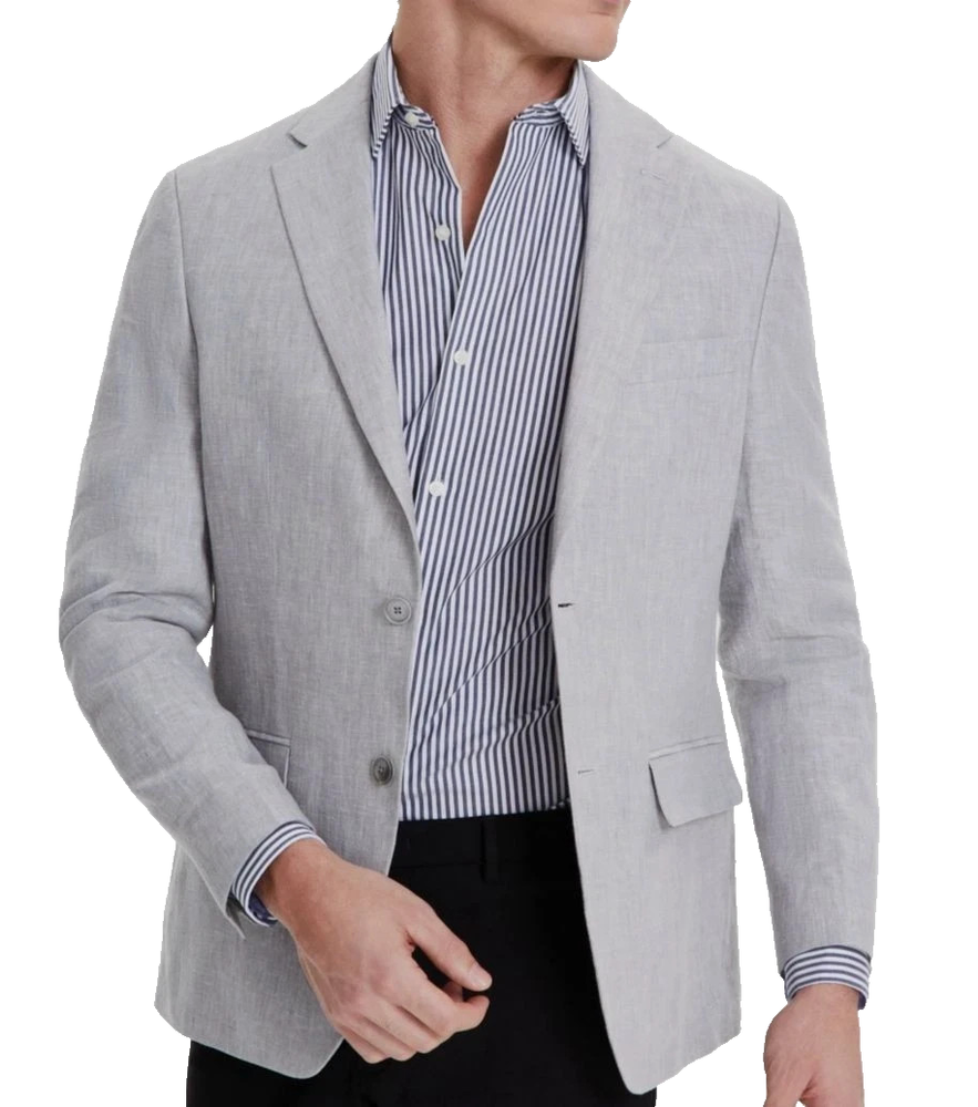 Tommy Hilfiger Men's Modern-Fit 100% Linen Sport Coat, Lighr Grey,  42L