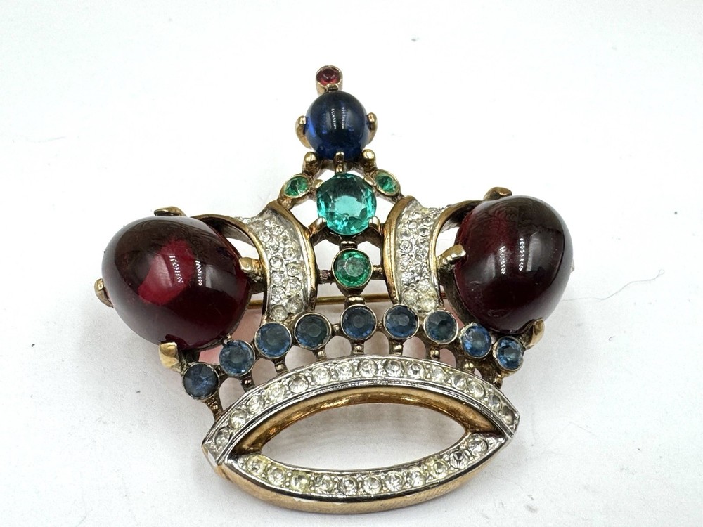 Alfred Philippe Crown Trifari Jelly Belly Coronation Brooch 48 137542